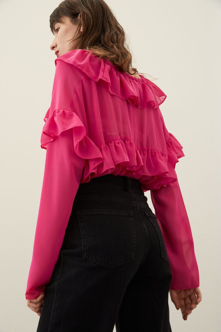 Flounce-trimmed Chiffon Blouse | H&M (US + CA)