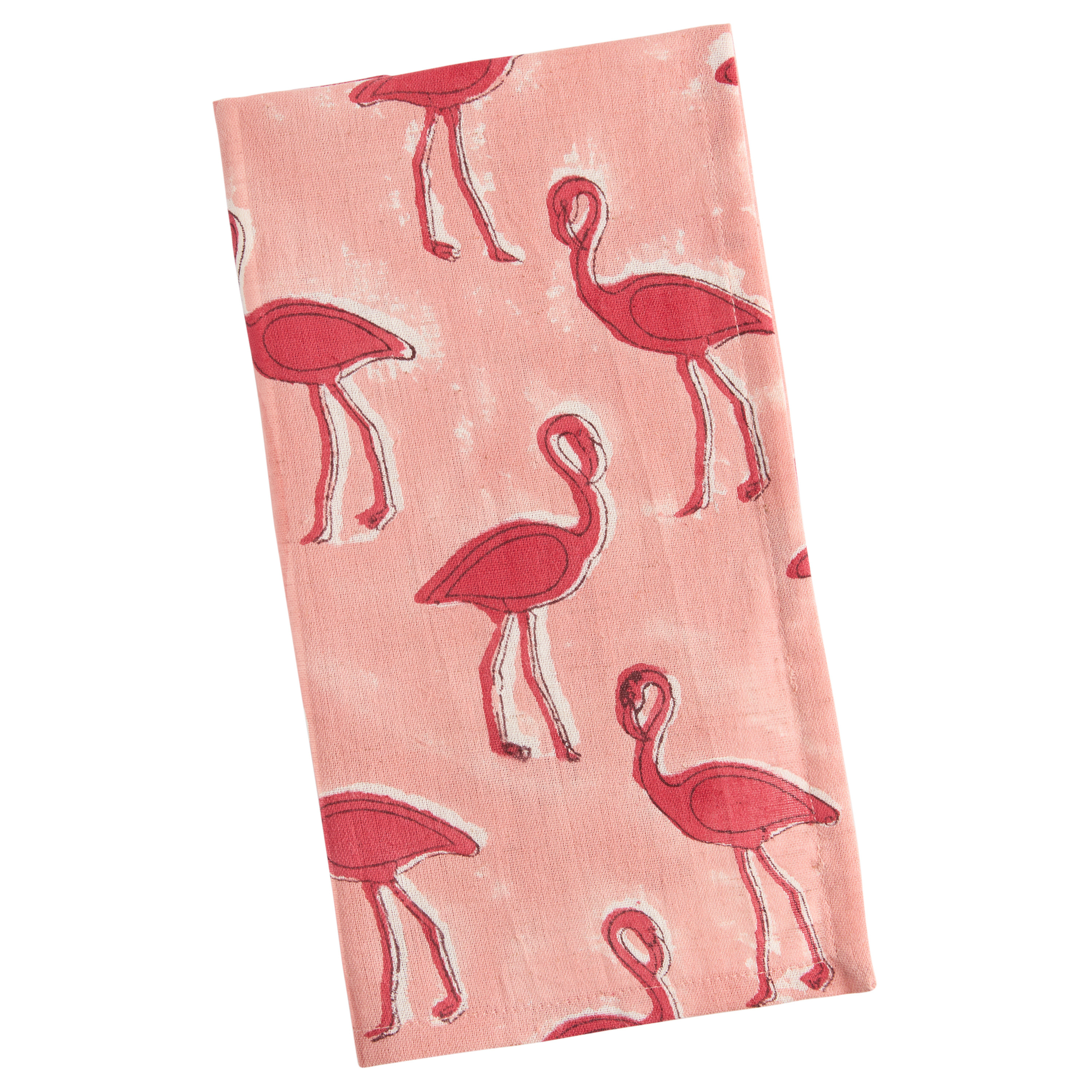 Pink Flamingo Block Print Napkin - World Market | World Market