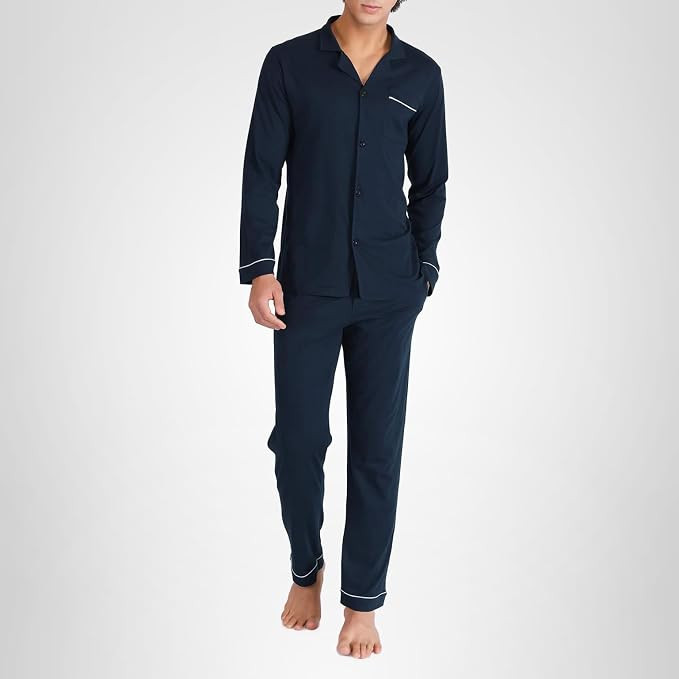 DAVID ARCHY Mens Pajamas Set Soft Cotton Notched Collar Pajamas for Men Long Sleeve Mens Sleepwea... | Amazon (US)