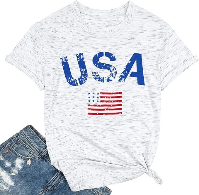 KIMSOONG USA Flag Shirt Women 4TH of July T-Shirt American Flag Top Tee Independence Day Patrioti... | Amazon (US)