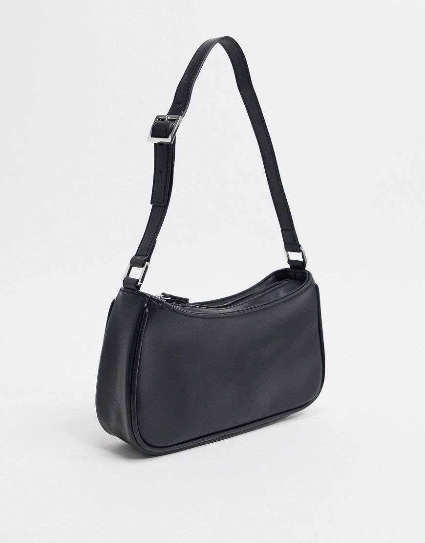 Monki Odessa faux leather shoulder bag in black | ASOS (Global)