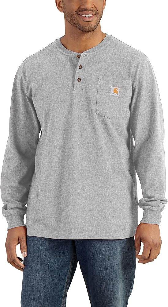 Carhartt Men's Loose Fit Heavyweight Long-Sleeve Pocket Henley T-Shirt | Amazon (US)