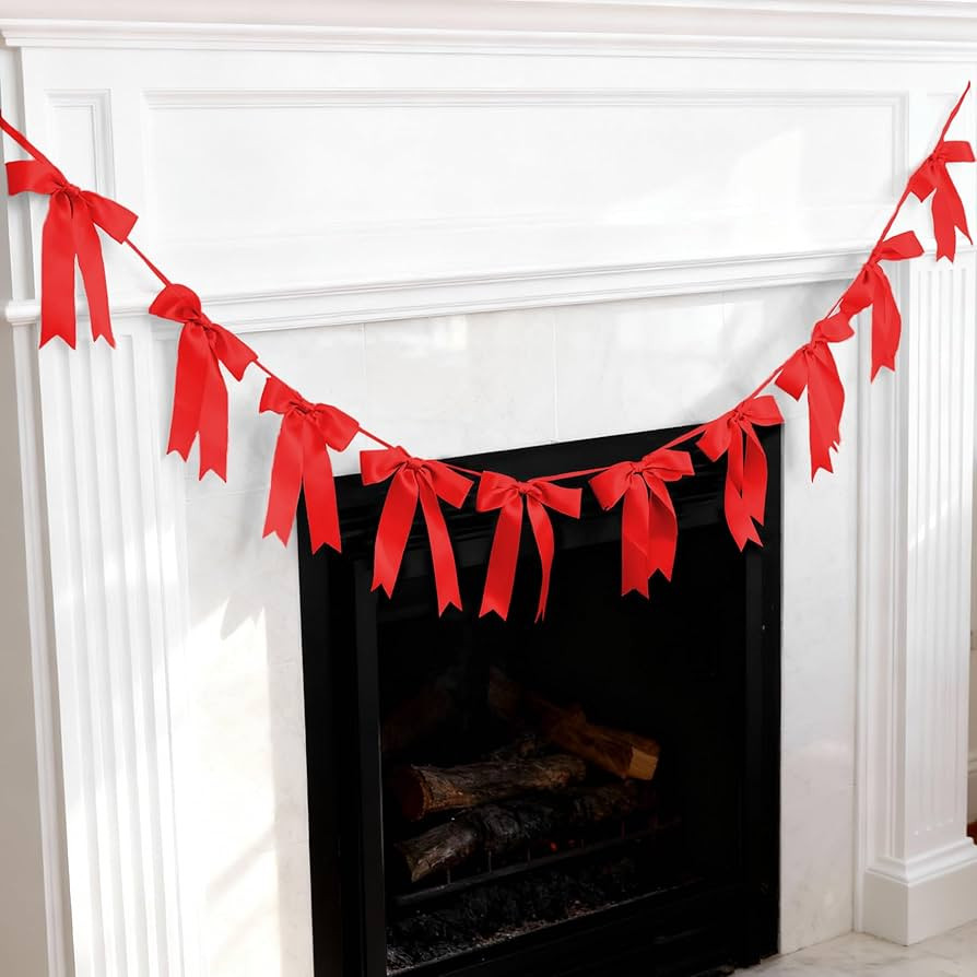 Bow Garland Banner - 10Pcs Pre-Strung Satin Bows for Baby Shower, Birthday, Bridal Shower, Weddin... | Amazon (US)