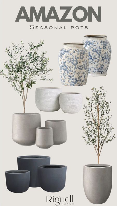 Searching through some of the Amazon seasonal outdoor pots, I found some great sales! I've had the concrete set of 3 grey pots for years and they are still some of my favorites! Links are below! #seasonaloutdoor #plants #summerstyle

#LTKSeasonal #LTKsalealert #LTKstyletip