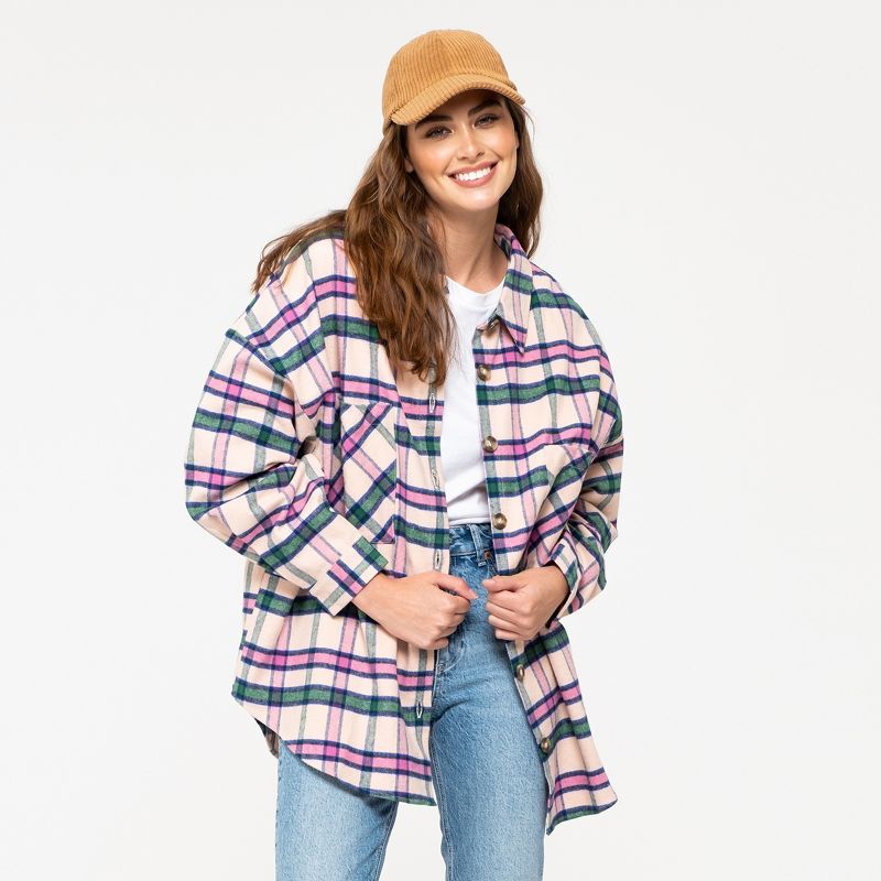 August Sky Women's Oversized Plaid Woven Top | Target