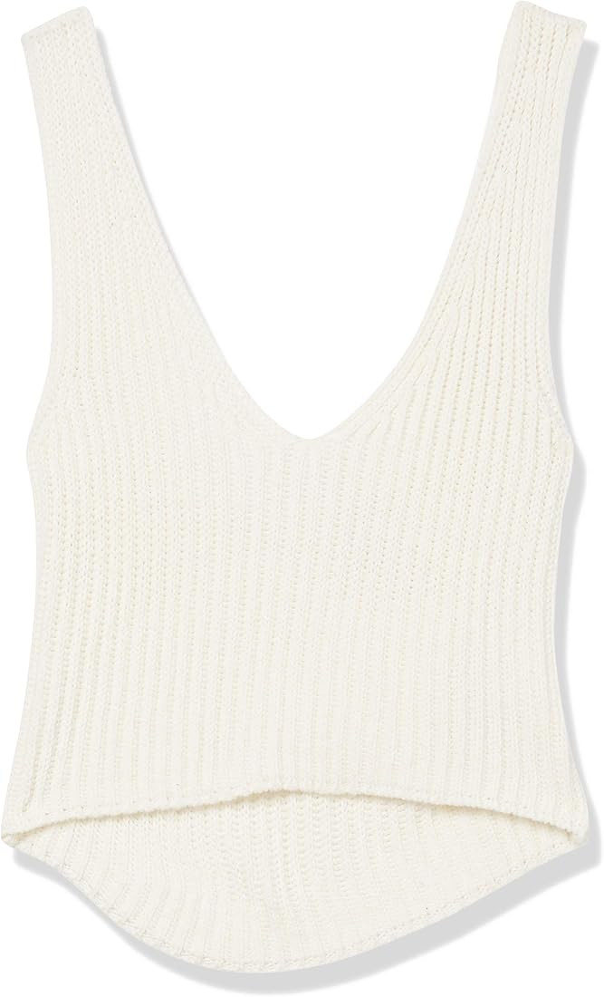 The Drop Women's Sylvie Double V-Neck Textured Rib Cropped Sweater Tank | Amazon (US)