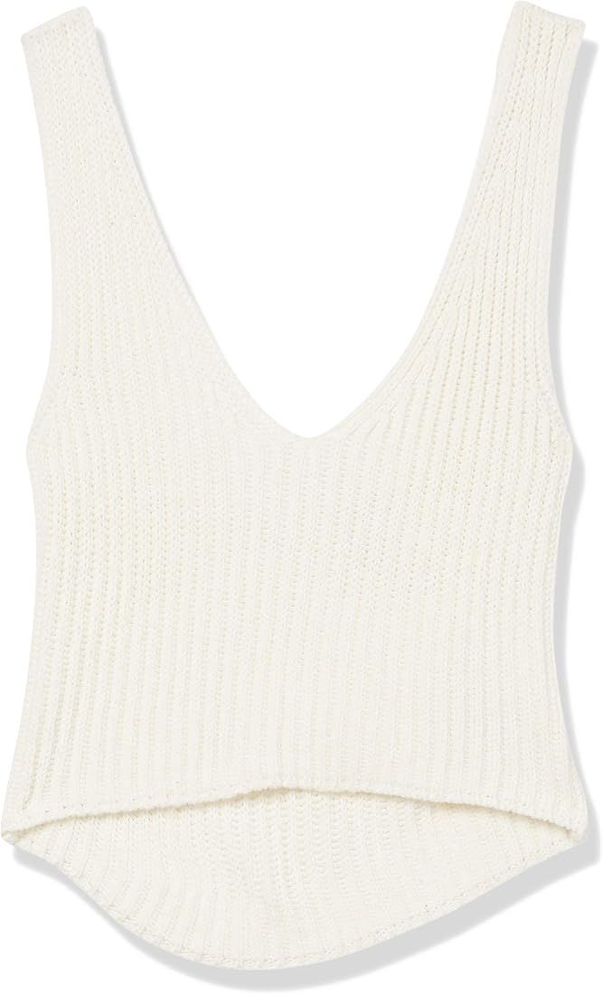 The Drop Women's Sylvie Double V-Neck Textured Rib Cropped Sweater Tank | Amazon (US)