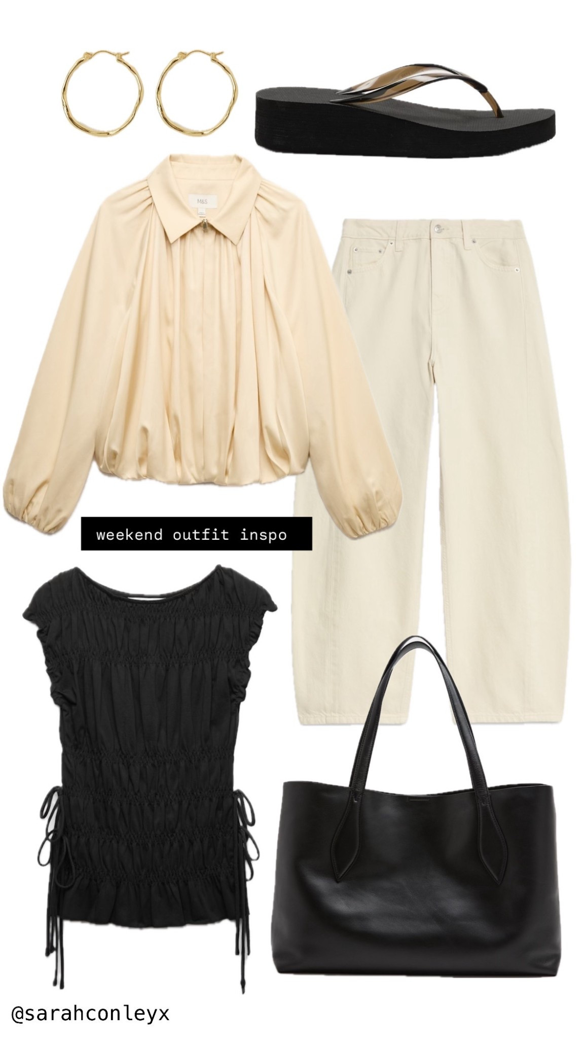 Weekend outfit inspiration 
Ecru barrel leg jeans
Lightweight jacket 
Black flip flops
Black leather bag 
Spring outfits 
Casual outfit 
Minimal style 

#LTKspring #LTKstyletip #LTKjeans