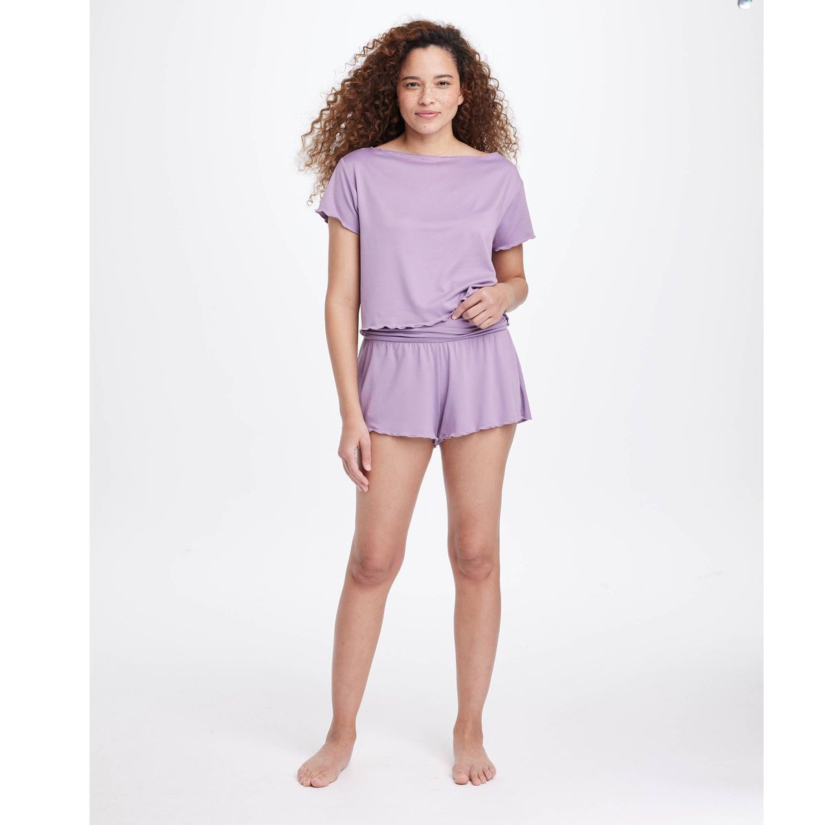 Women's Short Sleeve Top and Shorts Pajama Set - Colsie™ Purple M | Target