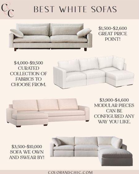 Collection of some of the best white sofas! Linking our Arhaus Beale sectional that we swear by, LoveSac sectional, Pottery Barn square arm, and West Elm Harmony sofa. Love how great the quality is of these sofas are and that they are customizable. 

#LTKstyletip #LTKhome