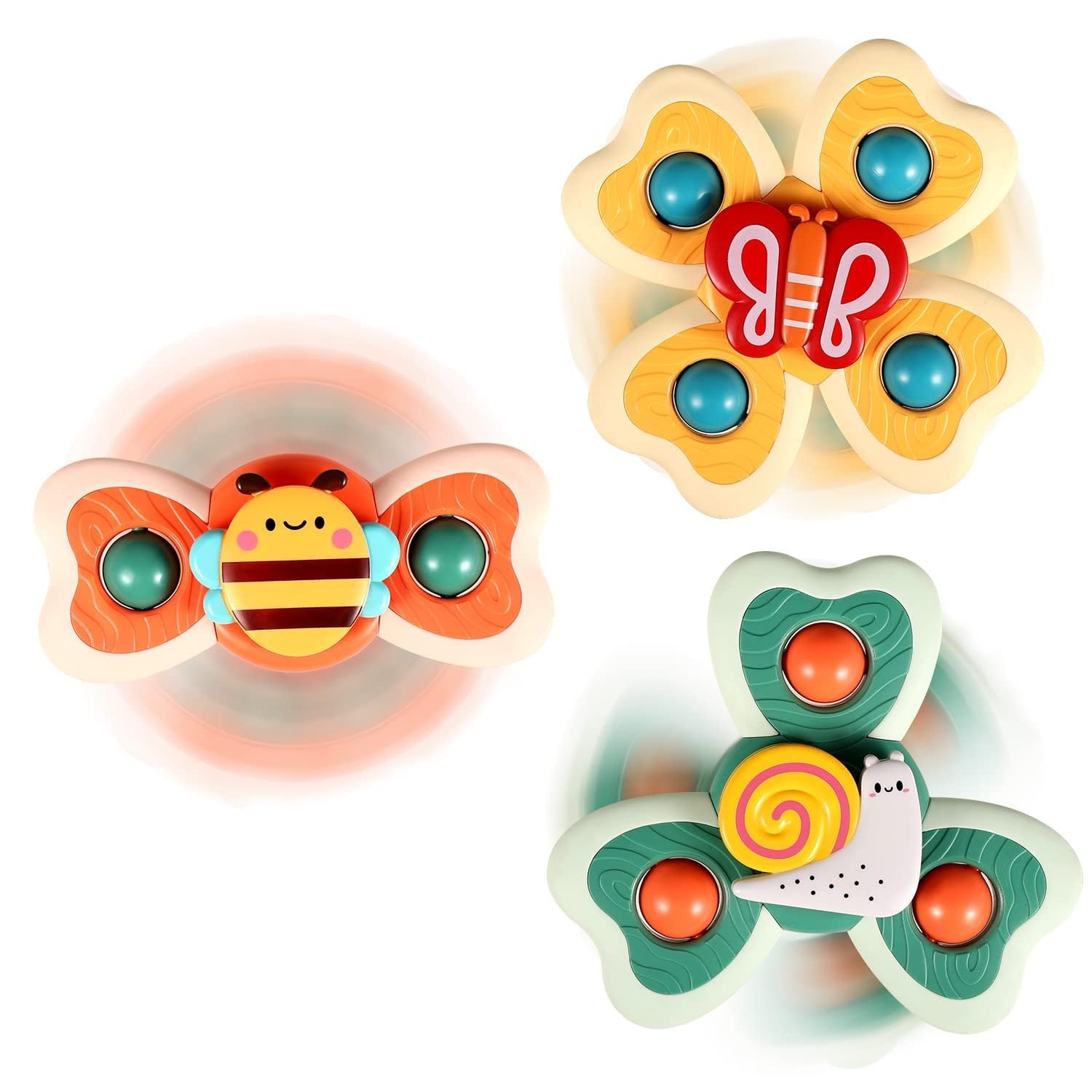 ALASOU 3PCS Suction Cup Spinner Toys for 1 Year Old Boy Girl|Spinning Top Infant Sensory Toys for... | Amazon (US)