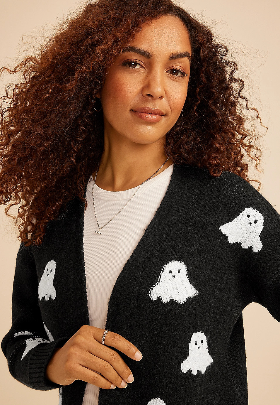 Beaded Ghost Open Front Cardigan | Maurices