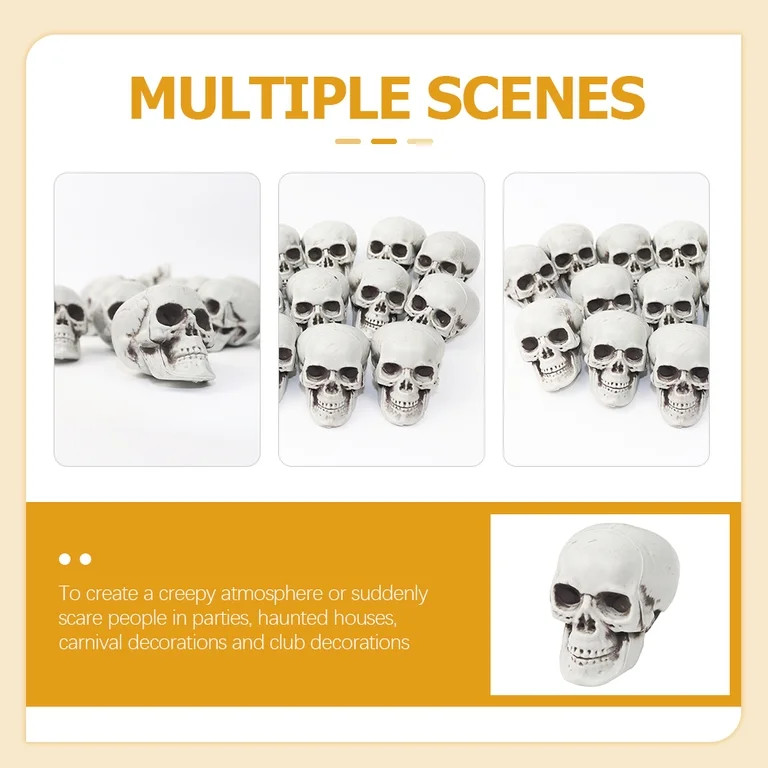Frcolor Skeleton Mini Halloween Skulls Decor Decoration Decorations Head Human Miniature Props Pl... | Walmart (US)