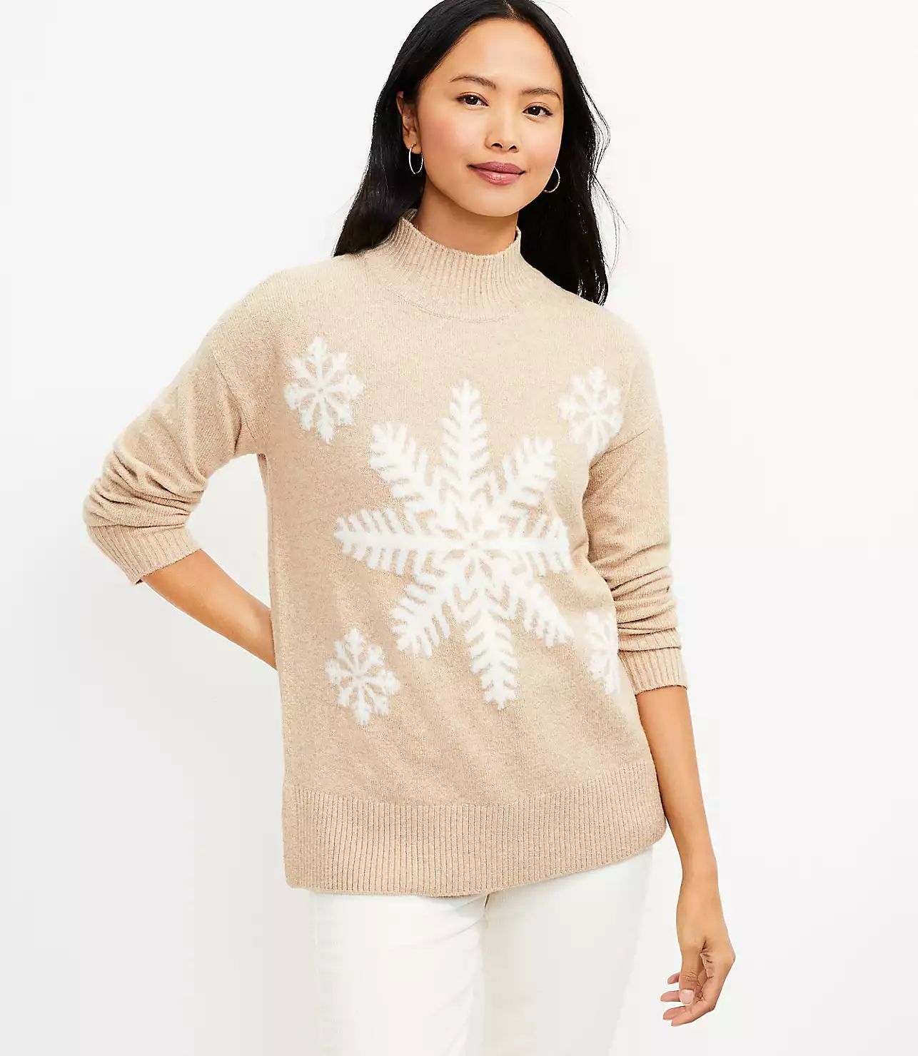 Snowflake Turtleneck Tunic Sweater | LOFT