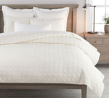 Belgian Flax Linen Trellis Quilt & Shams - Classic Ivory | Pottery Barn (US)