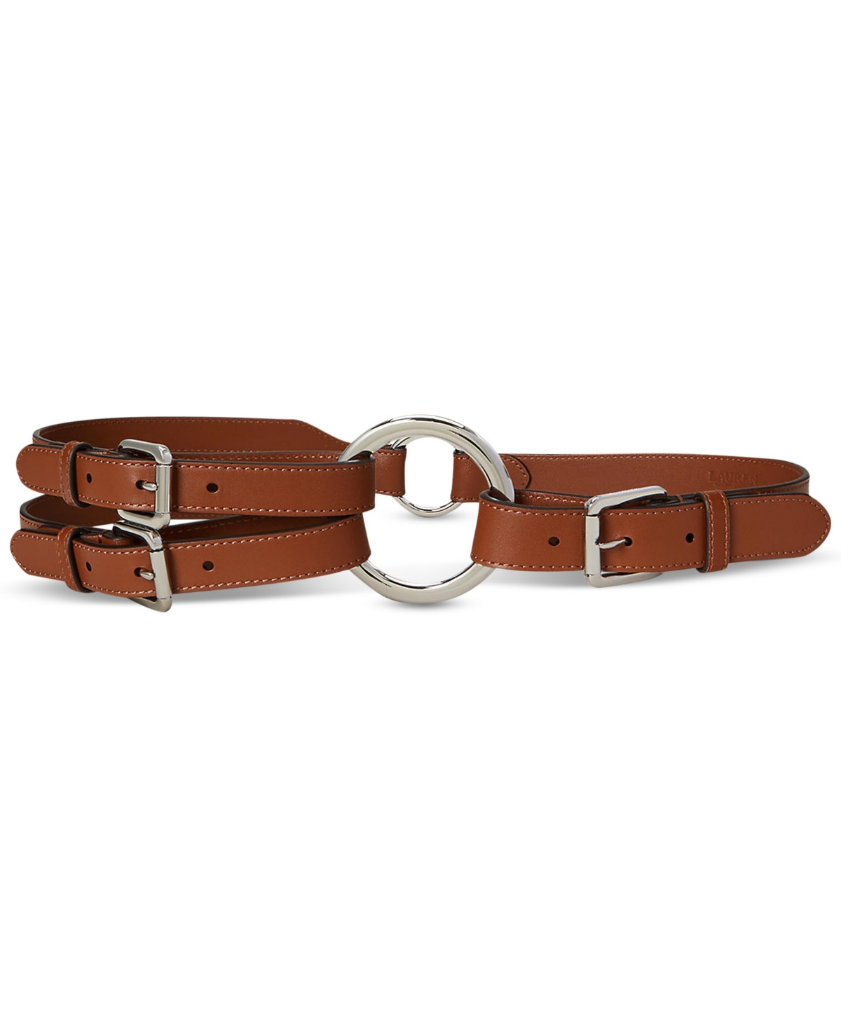 Lauren Ralph Lauren Tri-Strap O-Ring Leather Belt - Lauren Tan/palladium | Macy's