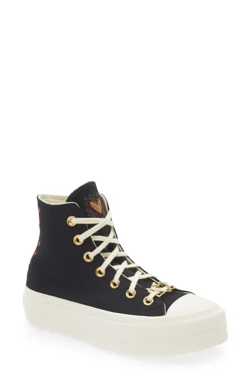 Converse Chuck Taylor® All Star® Lift High Top Sneaker in Black/Egret/Brick at Nordstrom, Size 8.5 | Nordstrom