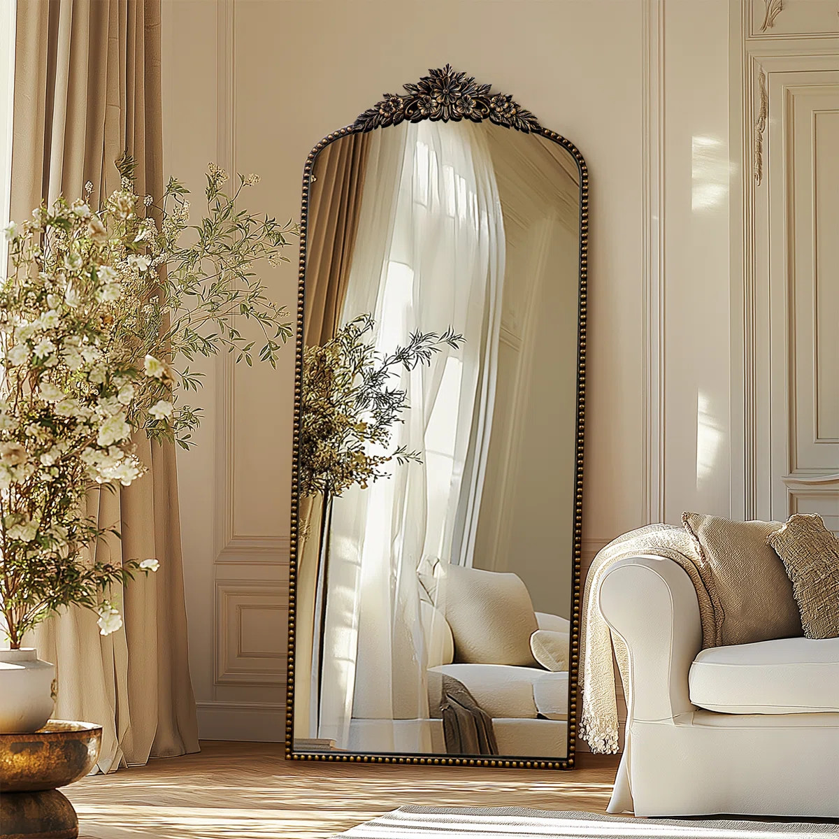 Vintage Full Length Wall Mirror with Ornate Metal Frame | Wayfair North America