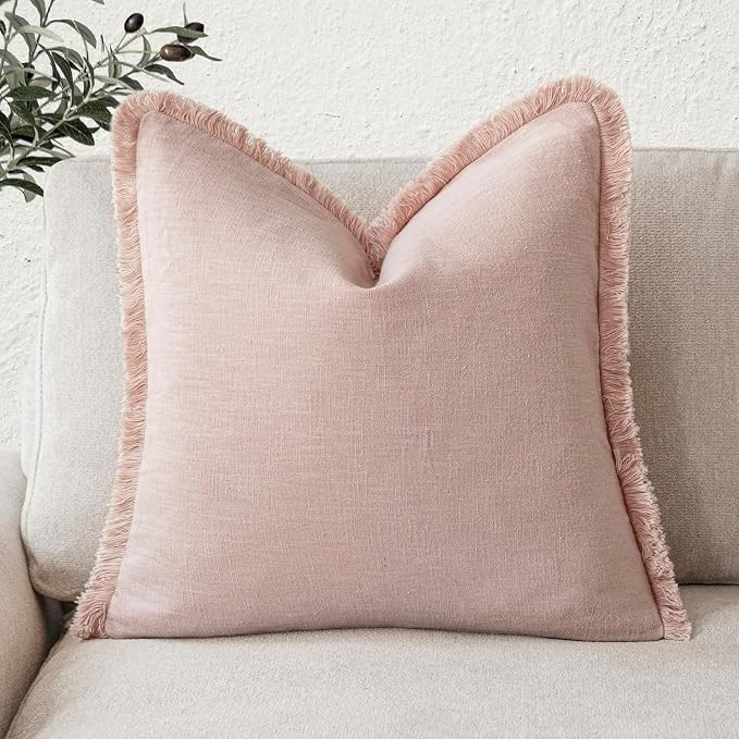 Foindtower Decorative Linen Fringe Throw Pillow Covers Cozy Boho Farmhouse Cushion Cover with Tas... | Amazon (US)