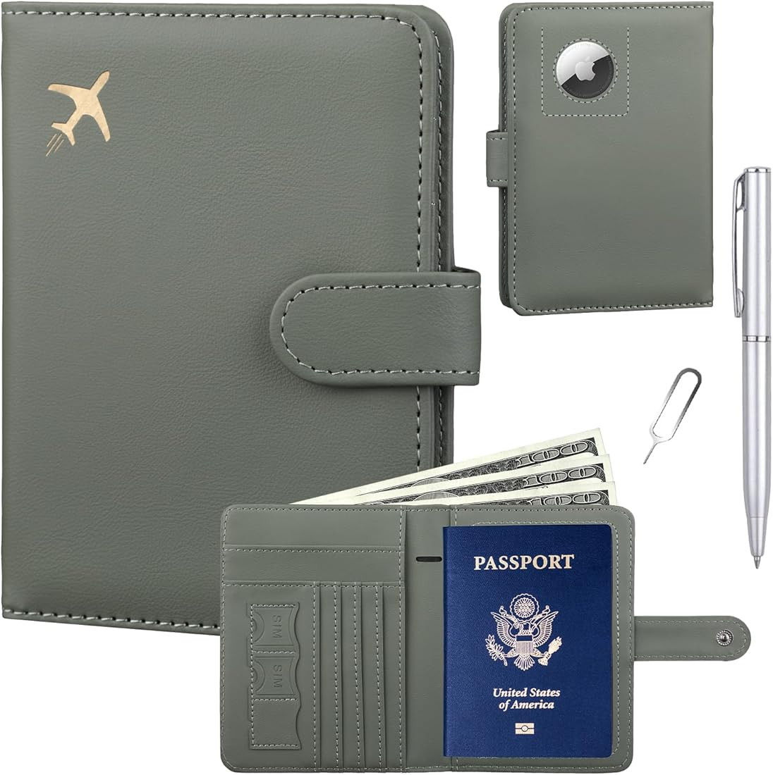 GOAUS Passport Holder for Travel with Airtag Card Slots, Money Pocket, Women Men RFID Blocking Wa... | Amazon (US)