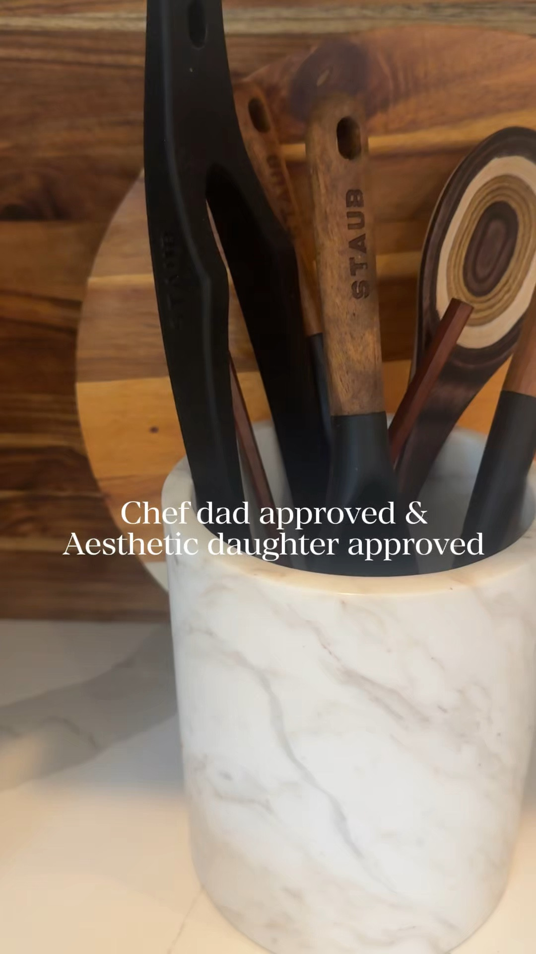 My dad has been a pro chef for over 50 years, so he cares about how kitchen tools actually perform. But I care about aesthetics… so we can agree on these. These Staub utensils have the prettiest dark wooden handles, silicone heads that are gentle on nonstick pans, and they look so warm and cozy sitting out on the counter. I linked these on Amazon but there are more. They make such a good housewarming or wedding gift.

#LTKHome
