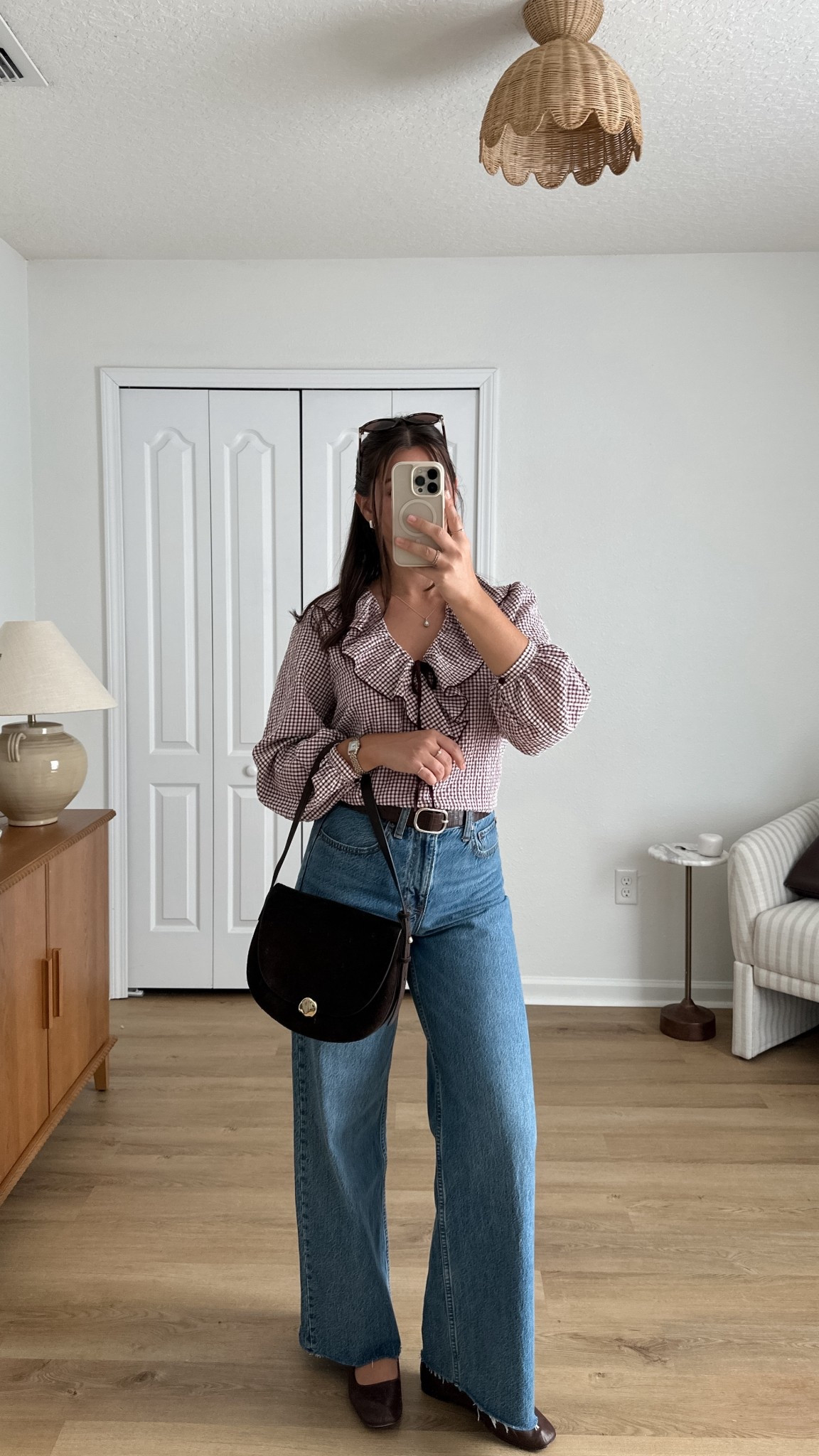 Causal fall outfit 🍁 wearing small top, 25R jeans, flats run tts and leather is very soft! Belt is old - linked similar  

#LTKSeasonal #LTKStyleTip #LTKSaleAlert