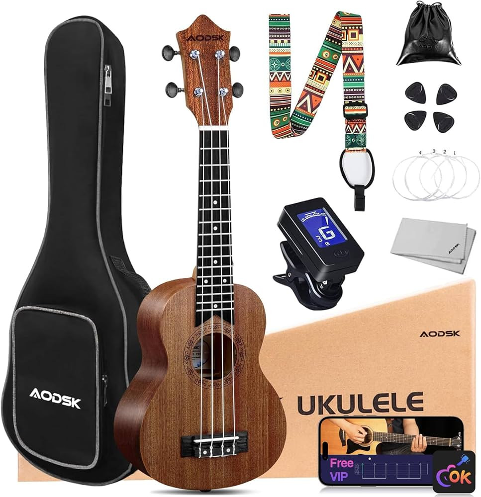 AODSK Soprano Ukulele for Beginners Kit for Kid Adult Student,Sapele Hawaiian Starter Uke Kids Gu... | Amazon (US)