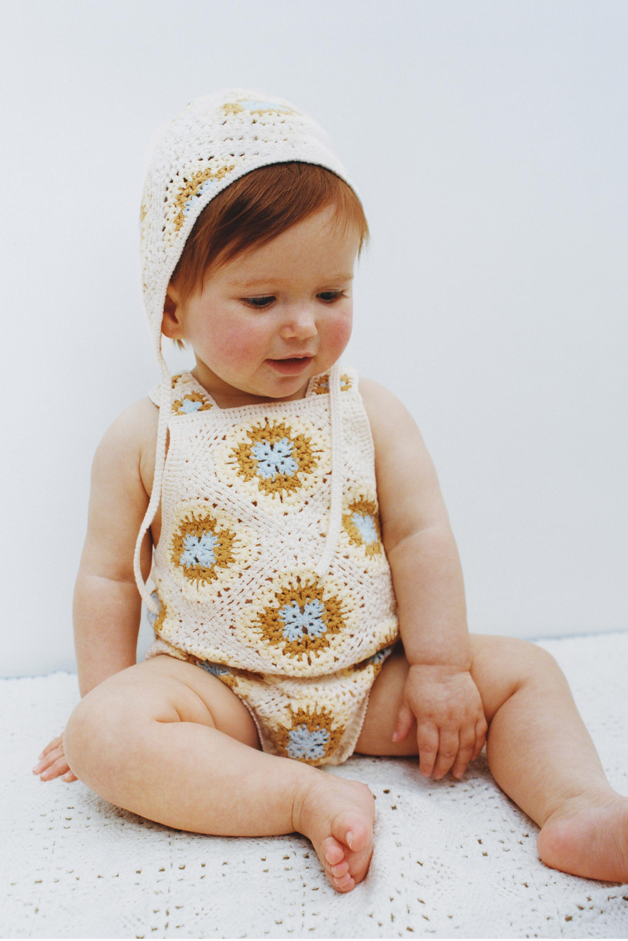 FLORAL CROCHET KNIT ROMPER | Zara US