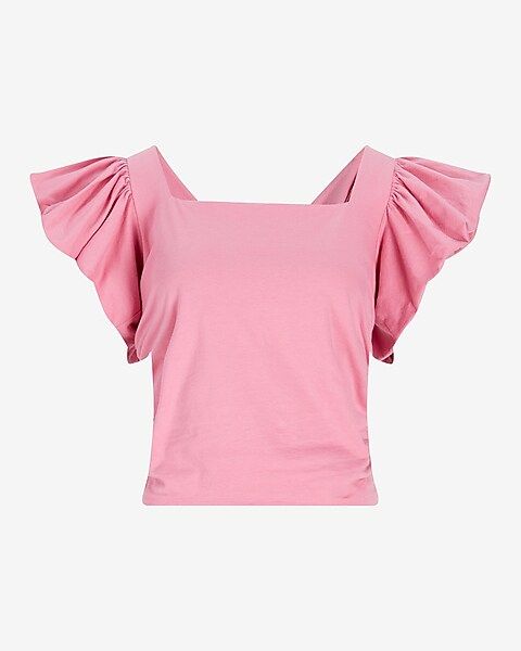 Square Neck Puff Sleeve Tie Back Top | Express