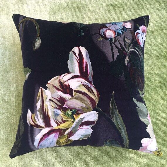 Delft Velvet Noir Decorative Pillow Cover in Designers Guild - Etsy | Etsy (US)