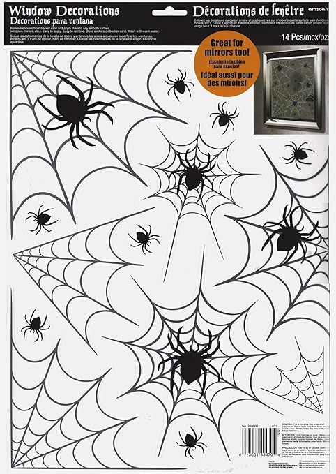 Amscan Halloween Spiders and Webs Vinyl Window Clings 14 Pieces | Amazon (US)