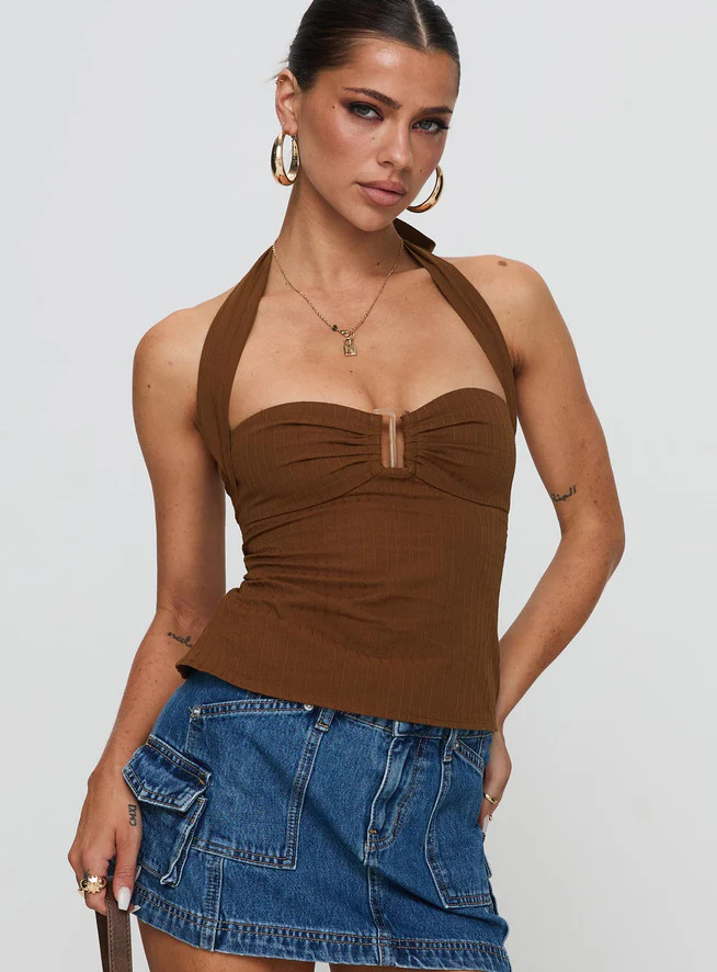 Isabetta Halter Top Chocolate | Princess Polly US