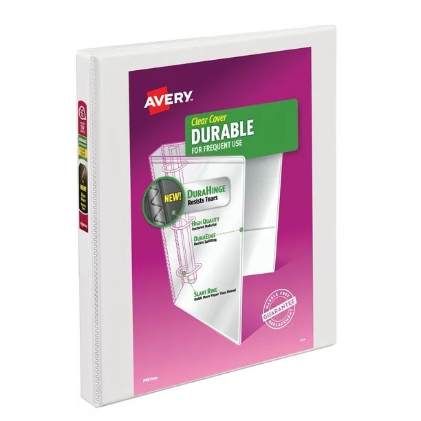 Avery Durable View 3 Ring, 0.5" Slant Rings, 1 White Binder - Walmart.com | Walmart (US)