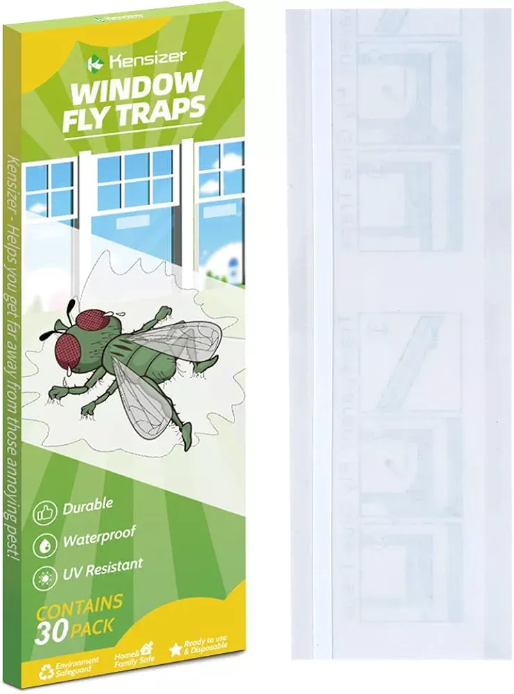 Window Fly Traps for Indoors, 80 Pack Clear Fly Paper Sticky Fly Strips for Home Houseflies Waterproof Fly Catcher Lady Bug Traps