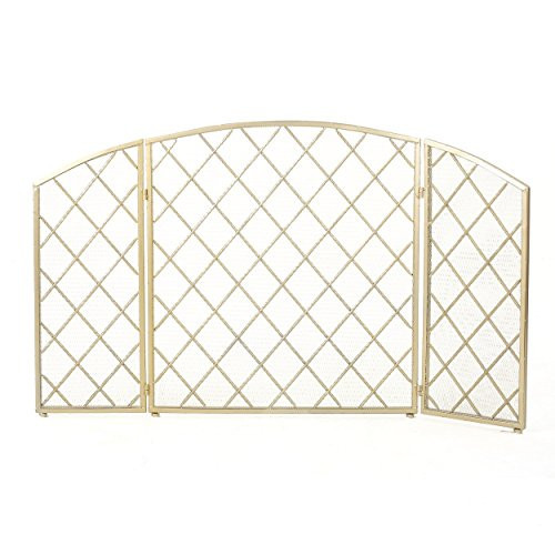 Christopher Knight Home Amiyah 3 Panelled Iron Fireplace Screen, Gold | Amazon (US)