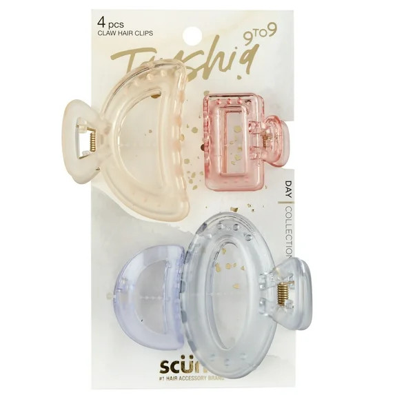 Tayshia by Scunci Cutout Claw Clips in Assorted Shapes, Pastel Colors, 4 Ct | Walmart (US)