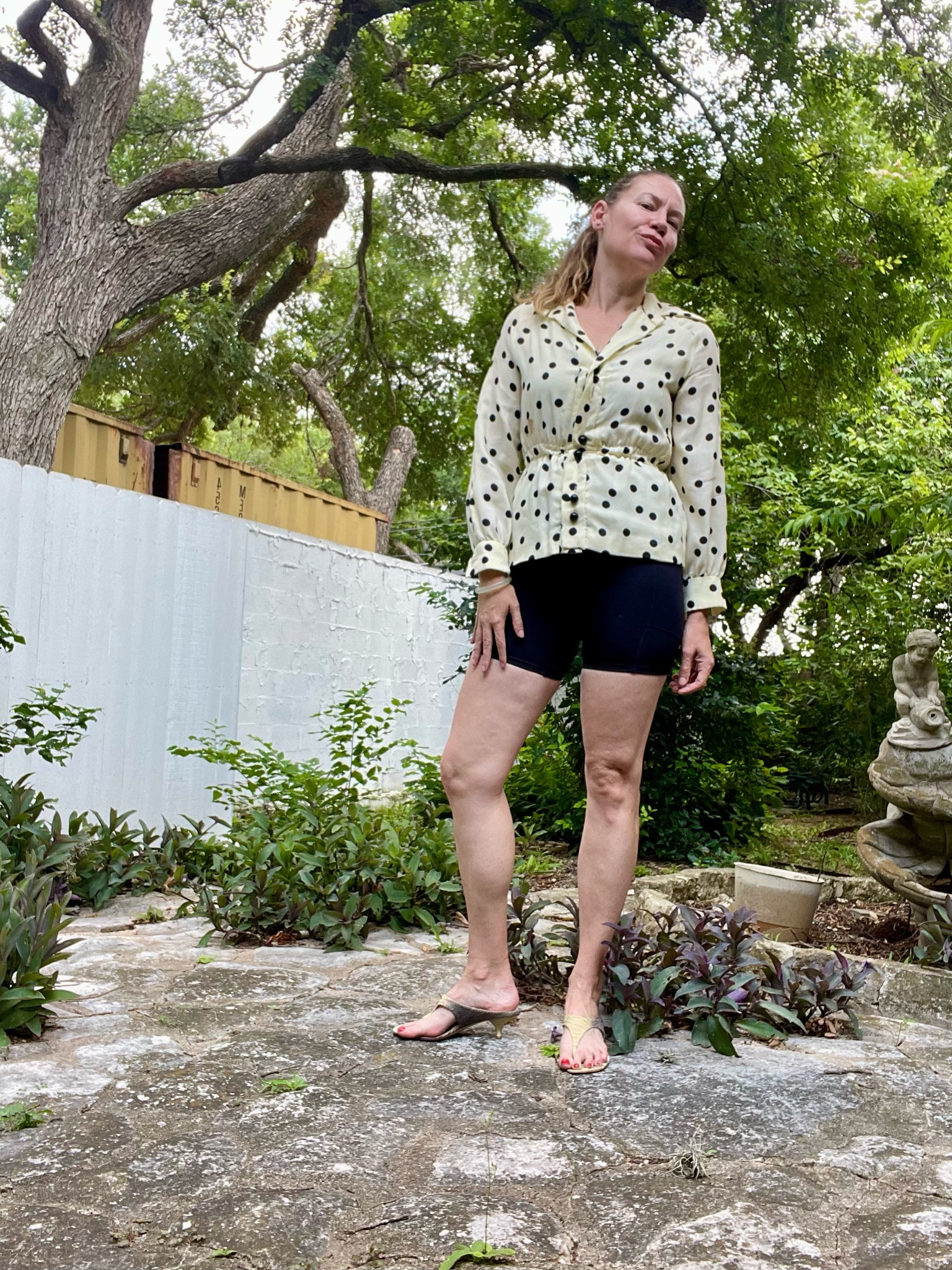 Anything I can throw on after the gym and feel put together I am a fan of- so polka dot tops/tunics/jackets? Yes please! #investmentpiece 

#LTKOver40 #LTKActive #LTKSeasonal