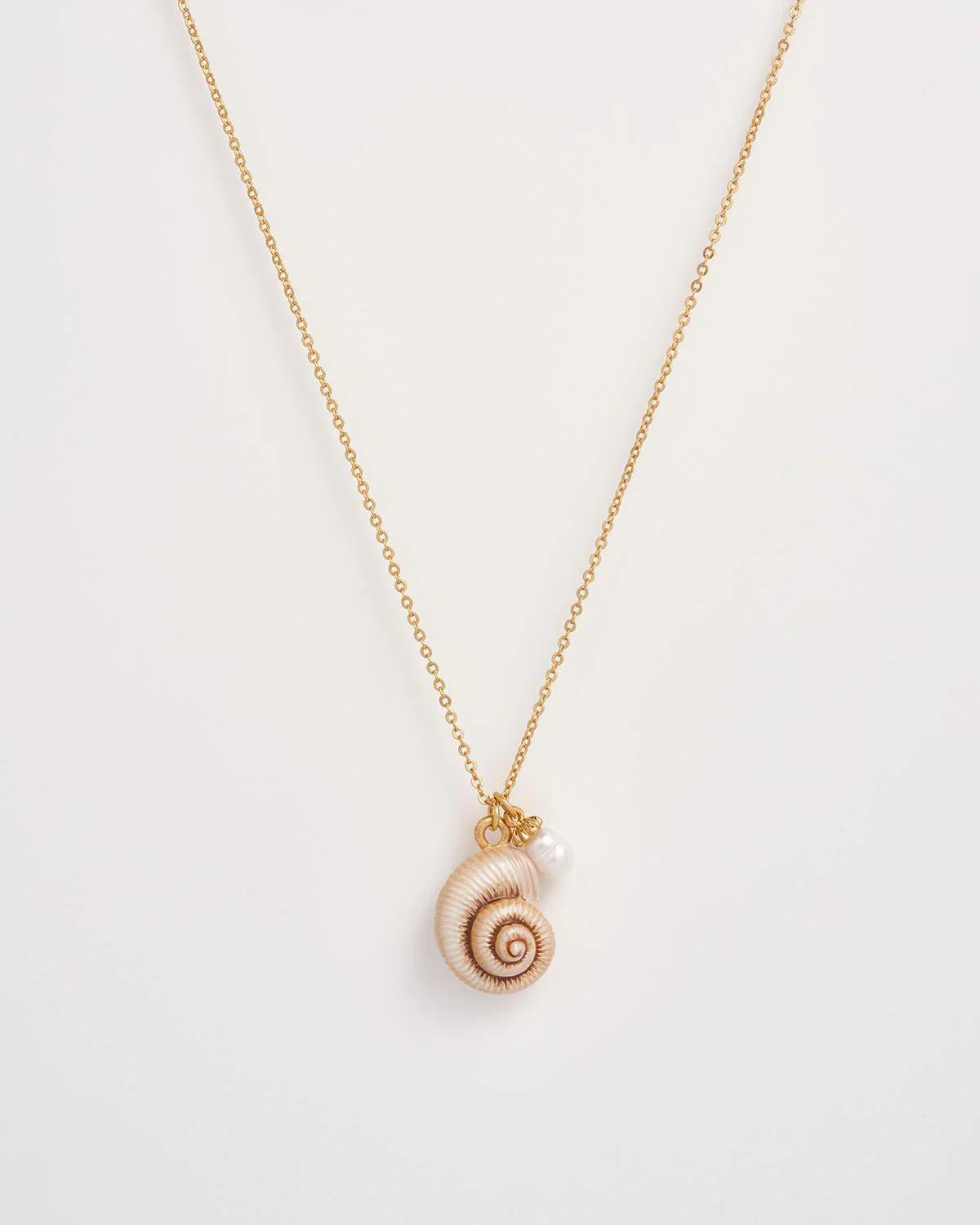 Sea Snail Shell and Pearl Short Necklace | Fable England