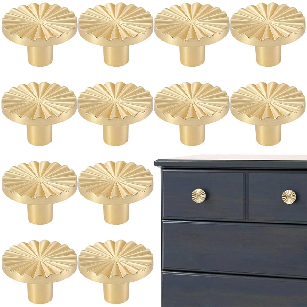 12 PCS Gold Cabinet knobs Round Gold Cabinet Knobs Kitchen Cabinet Pulls Round Knobs Handles for ... | Amazon (US)