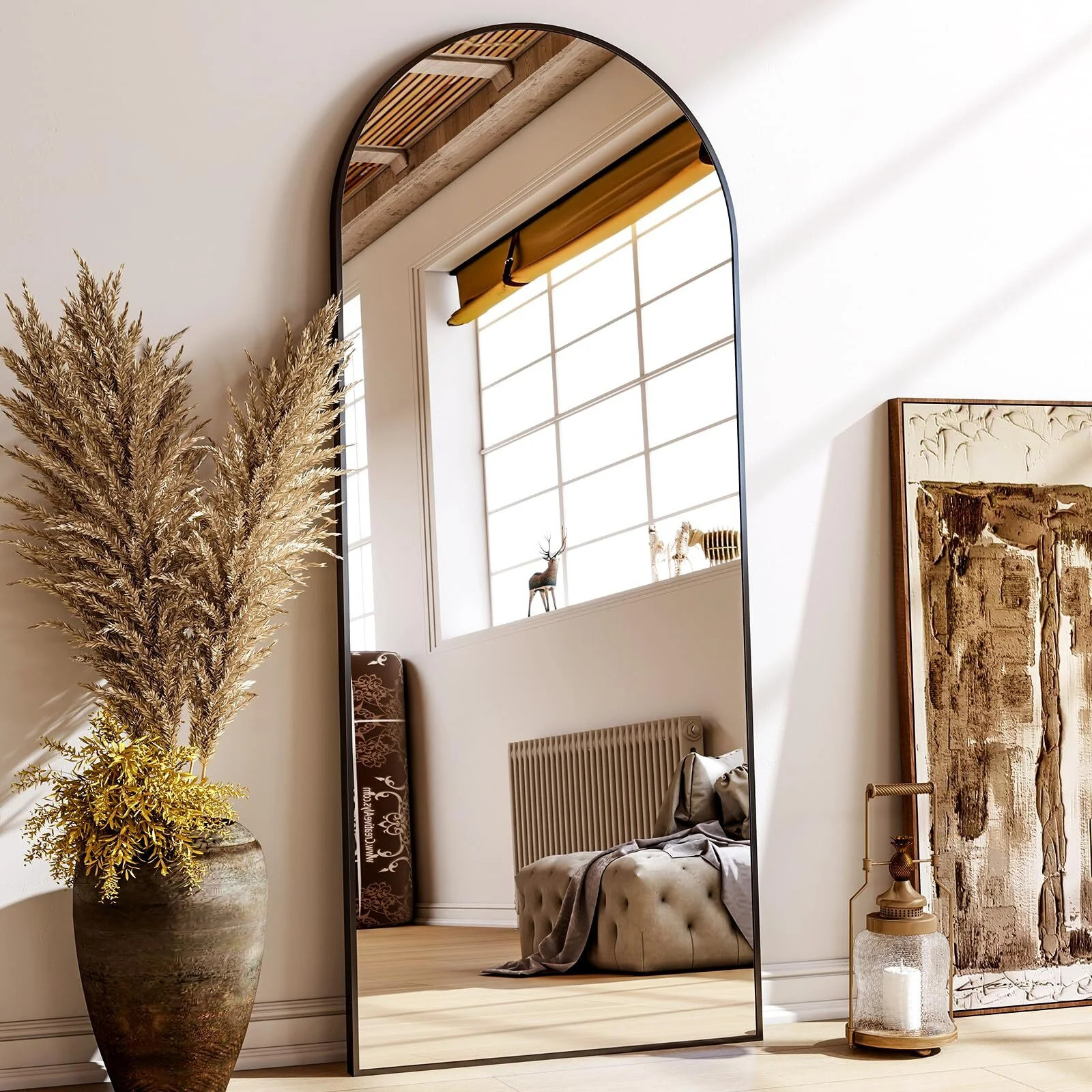 Anyrose 64.1"x21" Arched Modern Full Length Mirror Free standing Floor Mirror with Aluminum Frame... | Walmart (US)