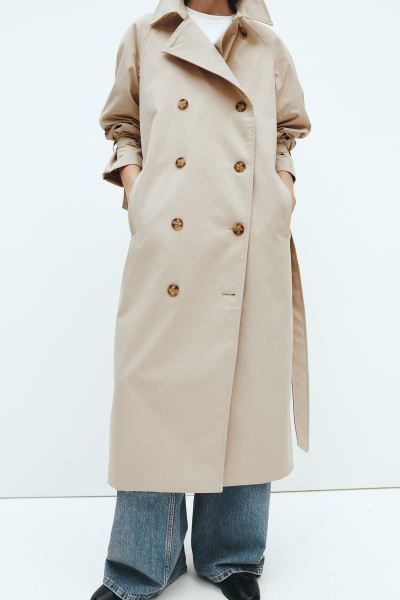 Double-breasted Trench Coat - Beige - Ladies | H&M US | H&M (US + CA)