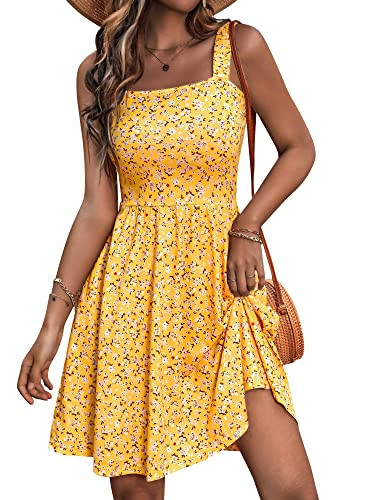 HUHOT Casual Sun Dresses for Women Summer Dresses Beach Vacation Clothes Flowy Sundress with Pockets Resort Wear Spring Dresses for Women 2025 Easter Boho Homecoming Graduation Floral Cute Dresses | Amazon (US)