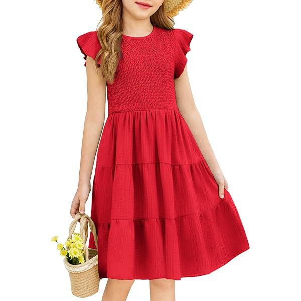 Arshiner Girls Summer Maxi Dresses Short Sleeve Casual Flowy Tiered Dress with Pockets for 4-14 Y... | Amazon (US)