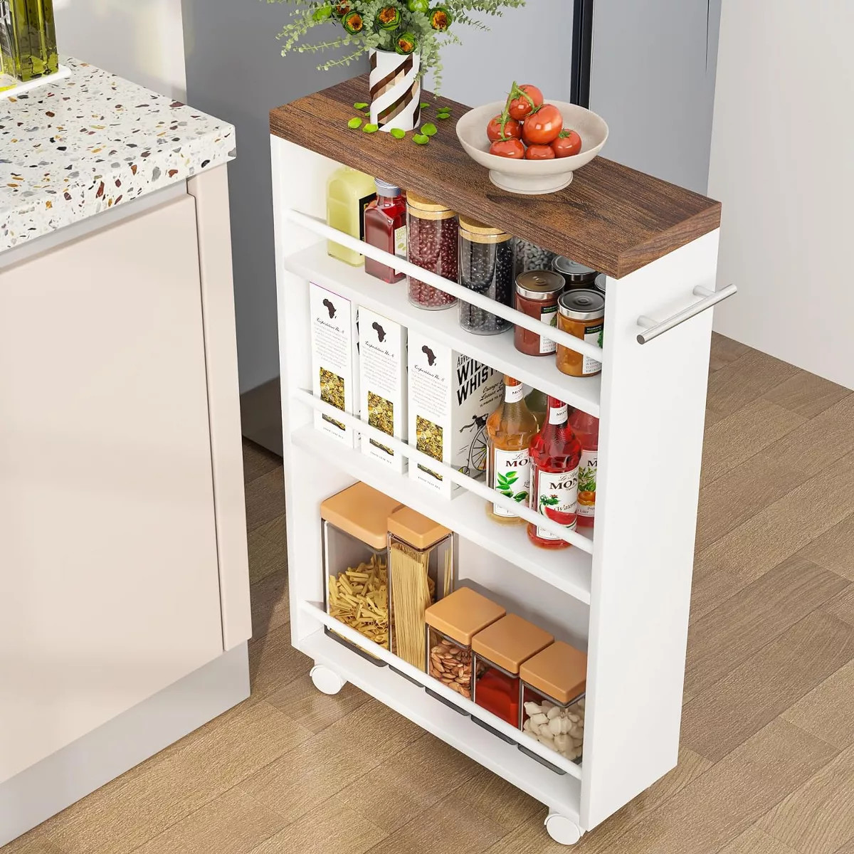 Lantine Slim Storage Cart, Rolling Narrow Kitchen Cart on Wheels for Small Place, 4-Tier Slide Ou... | Target