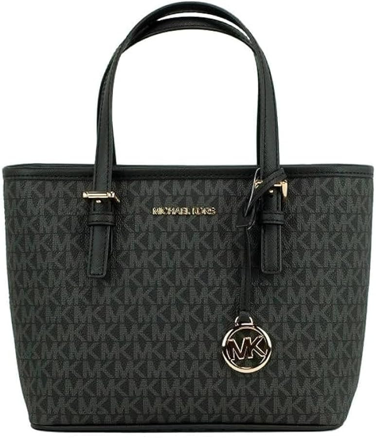 Michael Kors XS Carry All Jet Set Travel Womens Tote (BLACK SIG/GOLD) | Amazon (US)