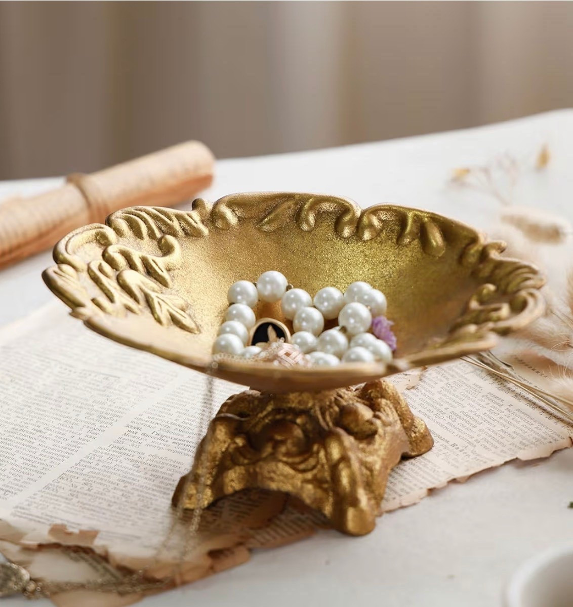Rustic Jewelry Tray Decorative Border Trinket Dish Vintage Ring Holder Bowl for Bracelet Earring Necklace Organizer Metal Display Plate , Gold

#LTKGiftGuide #LTKHoliday #LTKHome