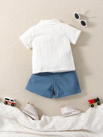 Baby Boy Dinosaur Embroidery Shirt & Shorts | SHEIN