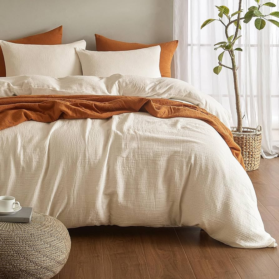 SE SOFTEXLY Muslin Duvet Cover King Size, 100% Washed Cotton Duvet Cover Set, Ultra Soft Comforte... | Amazon (US)