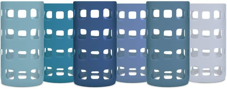 Silicone Glass Water Bottle Sleeves - 6-Pack of Protective Holders 16-18 oz Capacity - Anti-Slip ... | Amazon (US)