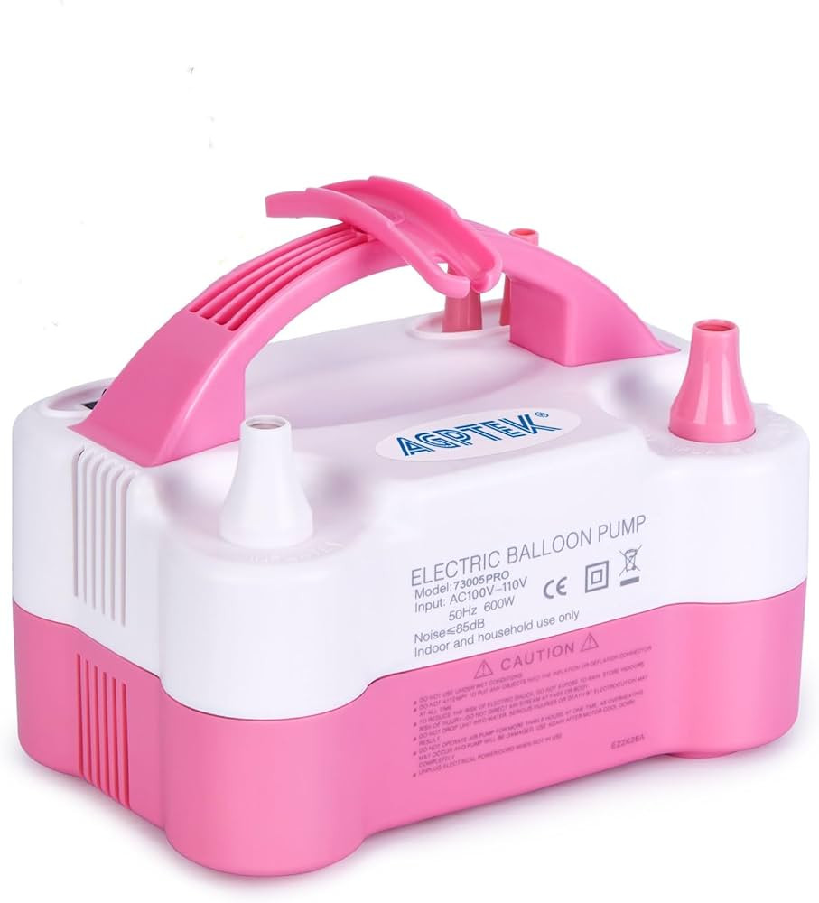 AGPtEK Electric Air Balloon Pump with Built-in Tying Tool, 110V 600W Pink and White Portable Dual... | Amazon (US)
